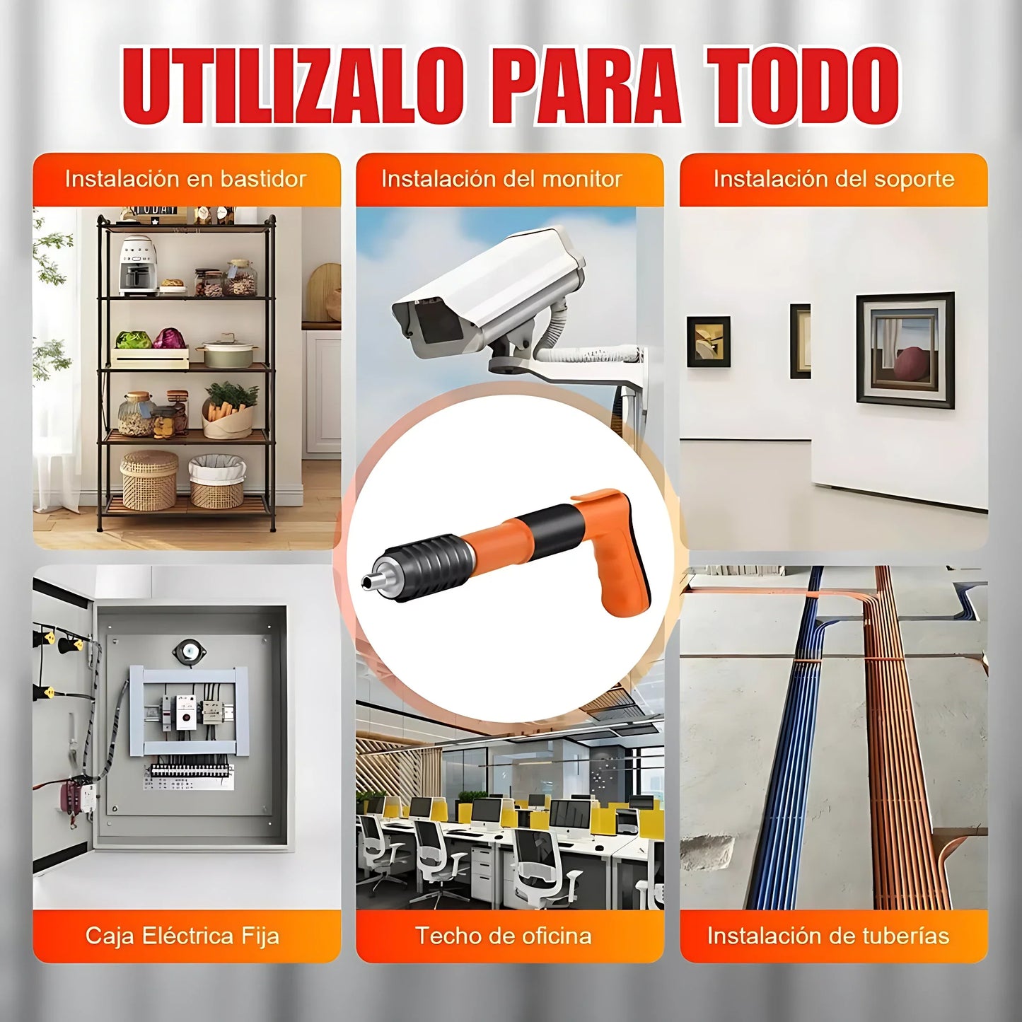 Pistola Fijadora de Clavos Portátil (Kit Protector y Clavos Gratis🎁)