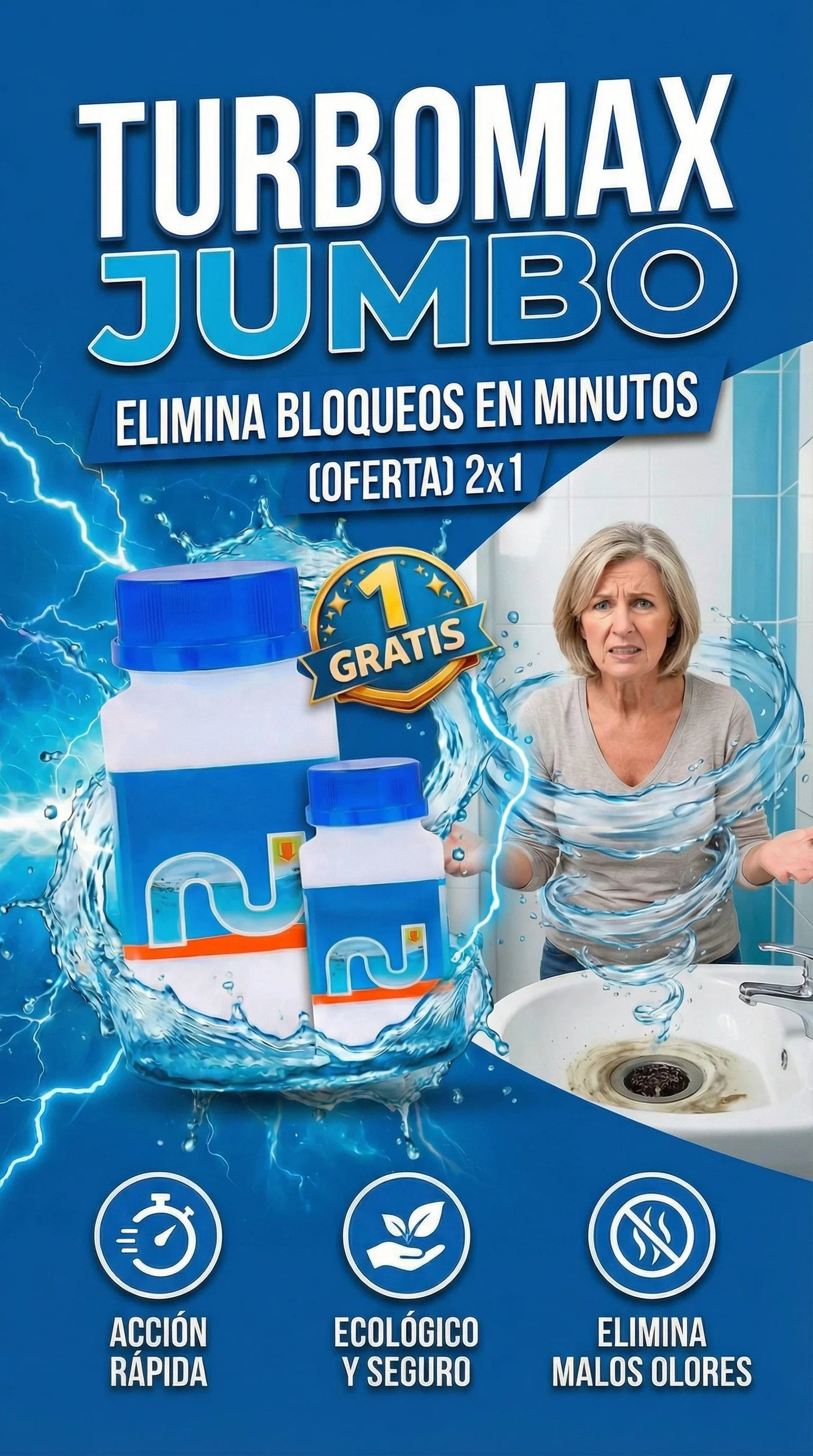 TURBOMAX JUMBO - ELIMINA BLOQUEOS EN MINUTOS - COMPRE 1 Y LLÉVATE 2